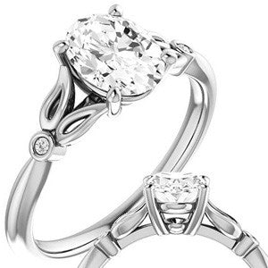 Floral Inspired Oval Cathedral Engagement Ring