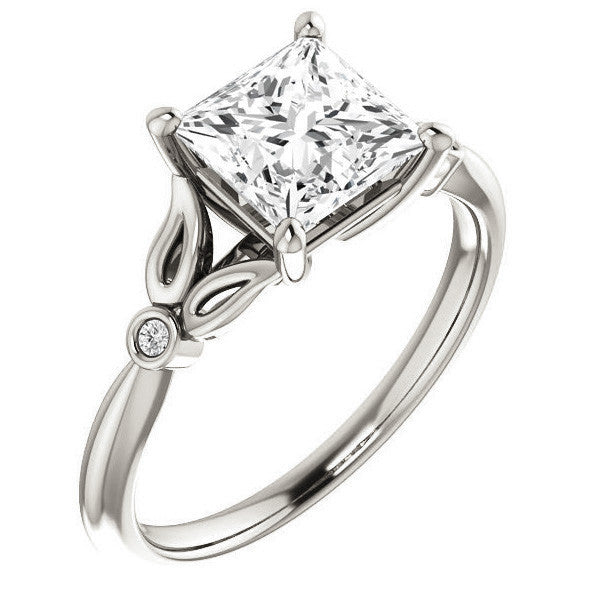 Floral Inspired Princess Cathedral Engagement Ring
