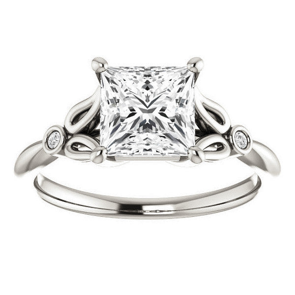 Floral Inspired Princess Cathedral Engagement Ring