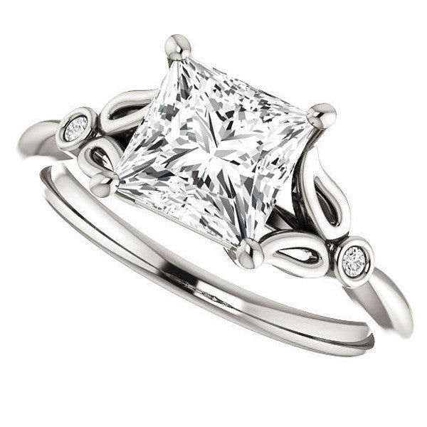 Floral Inspired Princess Cathedral Engagement Ring