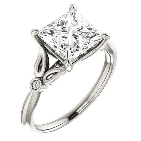 Floral Inspired Princess Cathedral Engagement Ring
