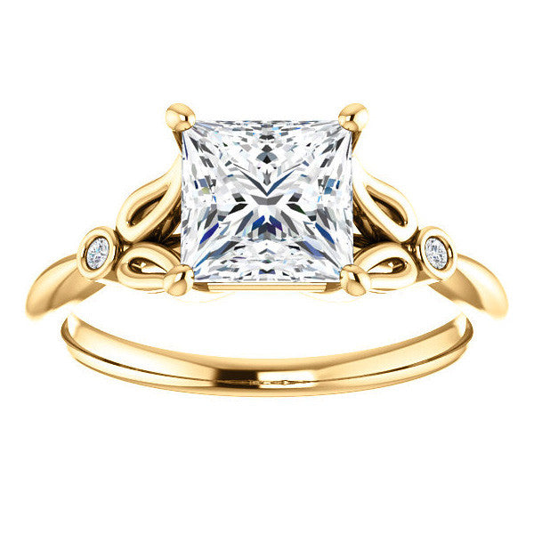 Floral Inspired Princess Cathedral Engagement Ring