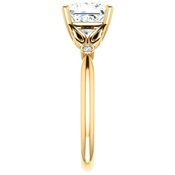 Floral Inspired Princess Cathedral Engagement Ring