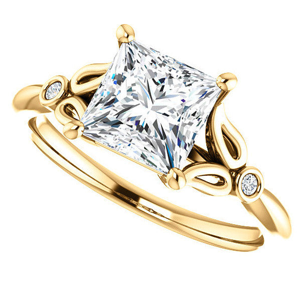 Floral Inspired Princess Cathedral Engagement Ring