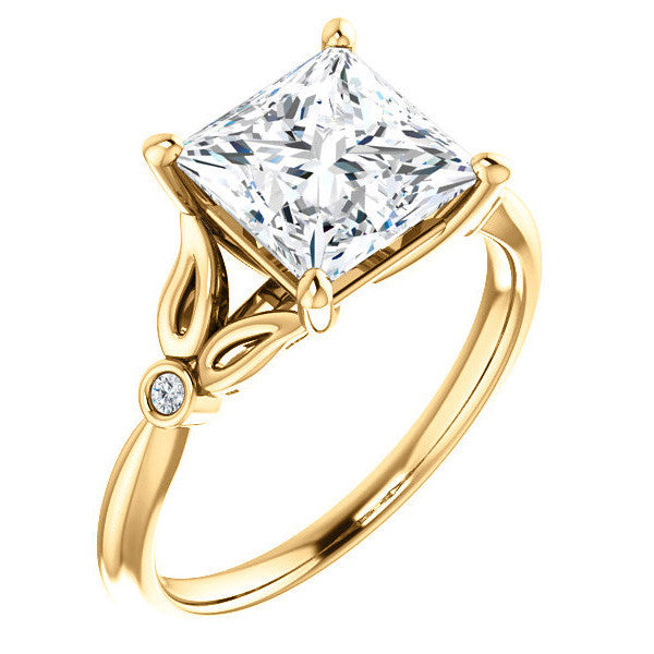 Floral Inspired Princess Cathedral Engagement Ring