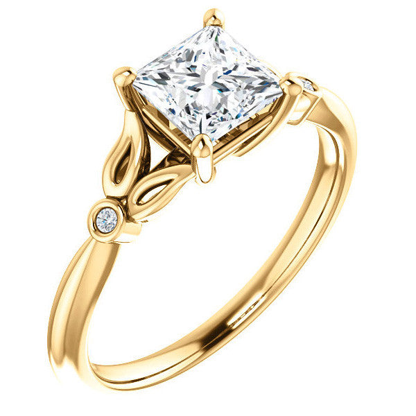 Floral Inspired Princess Cathedral Engagement Ring