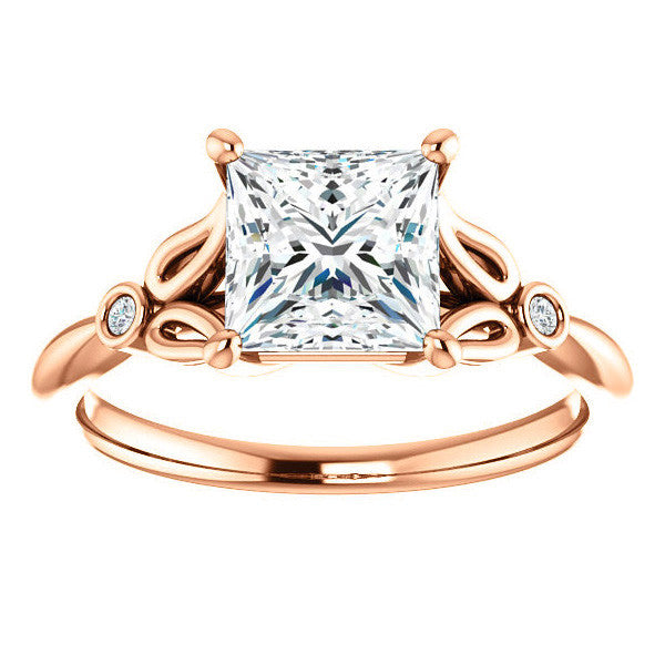 Floral Inspired Princess Cathedral Engagement Ring