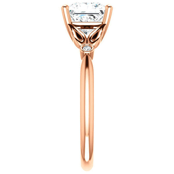 Floral Inspired Princess Cathedral Engagement Ring