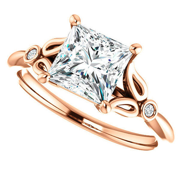 Floral Inspired Princess Cathedral Engagement Ring