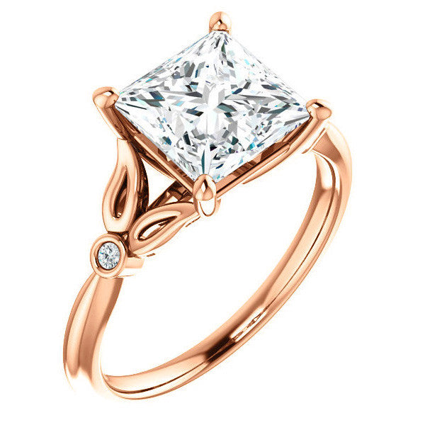 Floral Inspired Princess Cathedral Engagement Ring