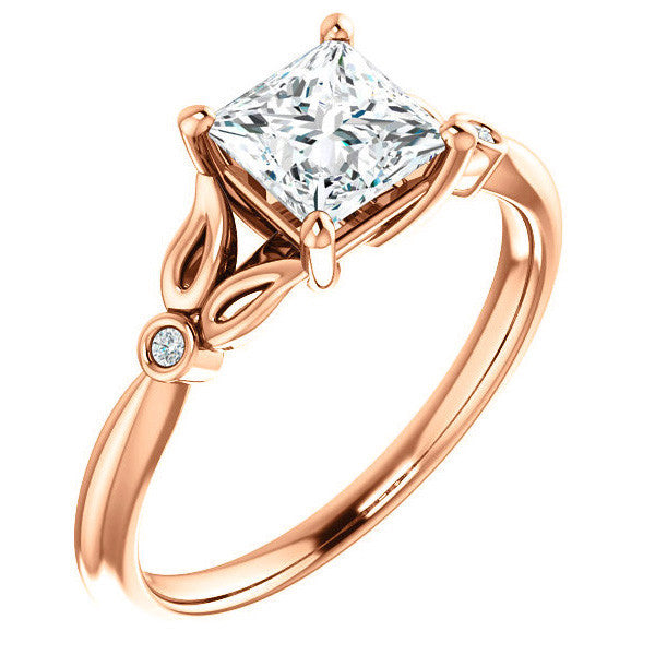 Floral Inspired Princess Cathedral Engagement Ring