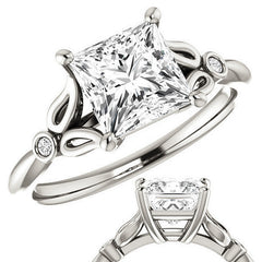Floral Inspired Princess Cathedral Engagement Ring