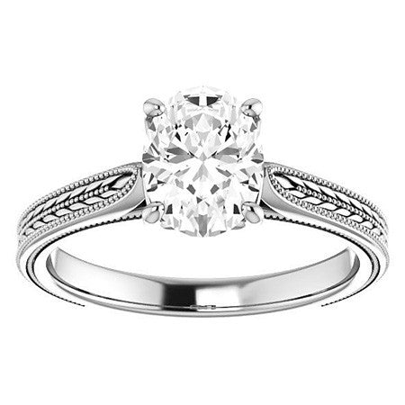 Oval Vintage-Style Cathedral Engagement Ring with Tulip Prongs