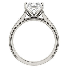 Princess Vintage-Style Engraved Ring with Tulip Prongs