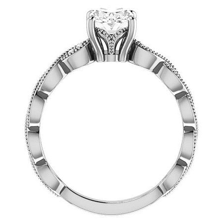 Oval Infinity-Styled Engagement Ring with Milgrain
