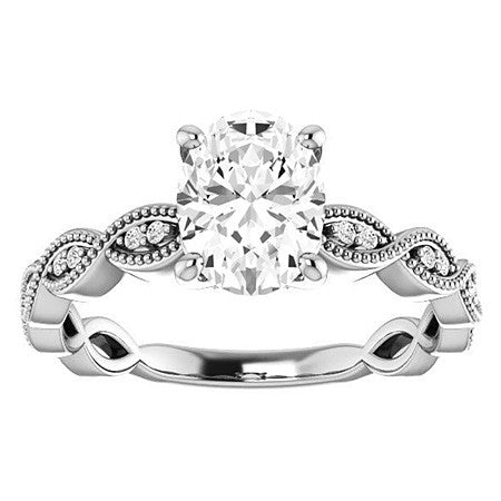 Oval Infinity-Styled Engagement Ring with Milgrain
