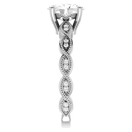 Oval Infinity-Styled Engagement Ring with Milgrain