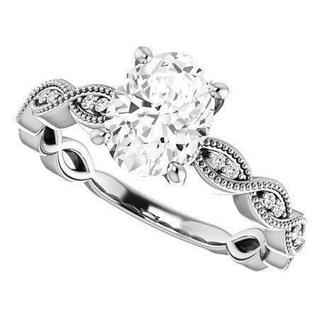 Oval Infinity-Styled Engagement Ring with Milgrain