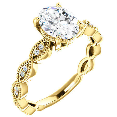 Oval Infinity-Styled Engagement Ring with Milgrain