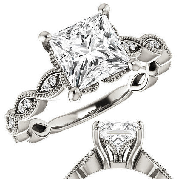 Princess Infinity-Styled Engagement Ring with Milgrain