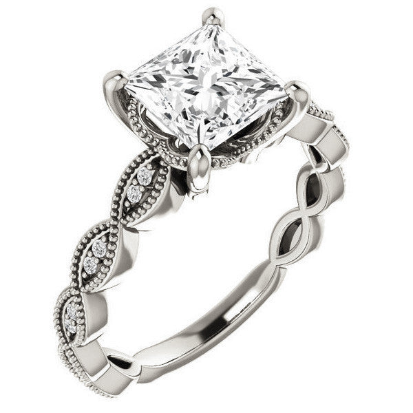 Princess Infinity-Styled Engagement Ring with Milgrain
