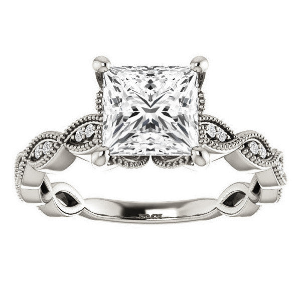 Princess Infinity-Styled Engagement Ring with Milgrain