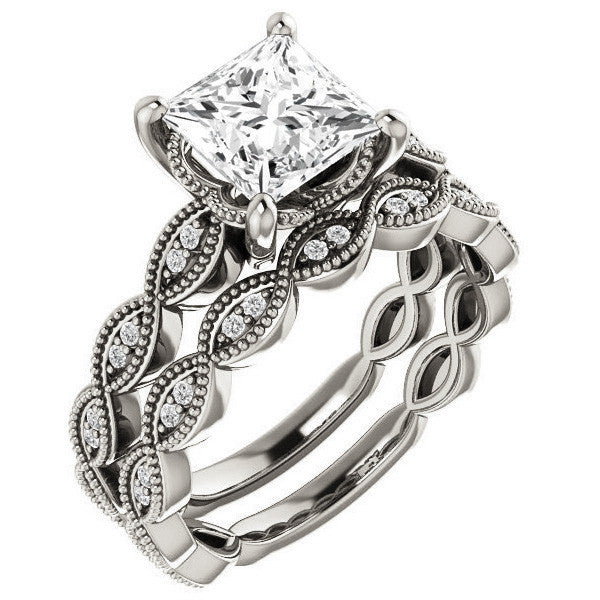 Princess Infinity-Styled Engagement Ring with Milgrain