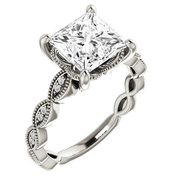 Princess Infinity-Styled Engagement Ring with Milgrain