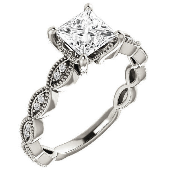 Princess Infinity-Styled Engagement Ring with Milgrain