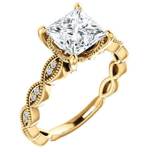 Princess Infinity-Styled Engagement Ring with Milgrain
