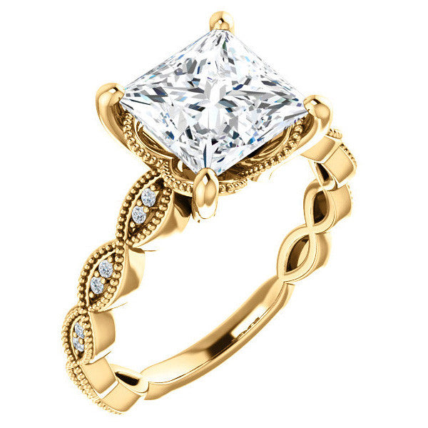 Princess Infinity-Styled Engagement Ring with Milgrain