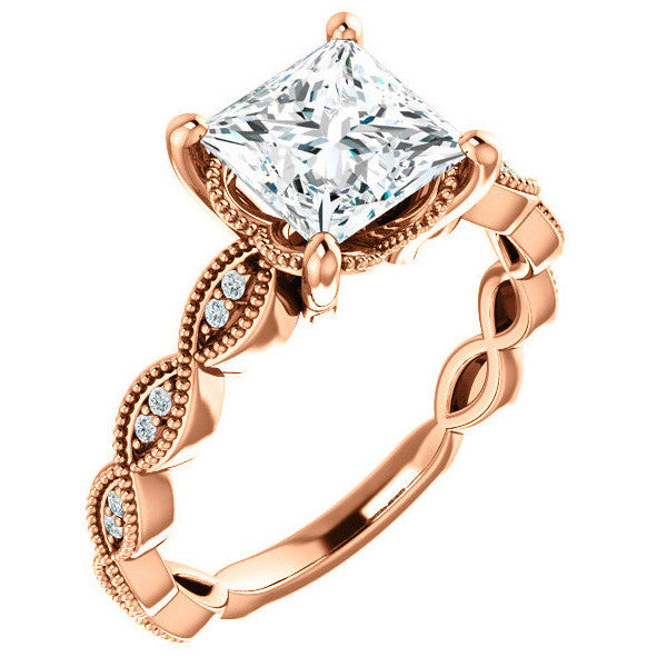 Princess Infinity-Styled Engagement Ring with Milgrain