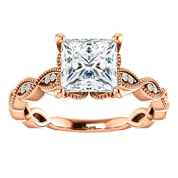 Princess Infinity-Styled Engagement Ring with Milgrain