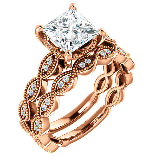 Princess Infinity-Styled Engagement Ring with Milgrain