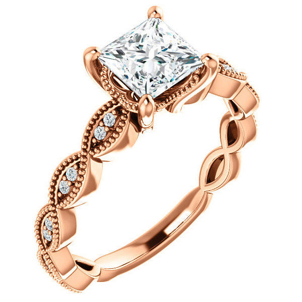 Princess Infinity-Styled Engagement Ring with Milgrain
