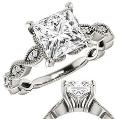 Princess Infinity-Styled Engagement Ring with Milgrain
