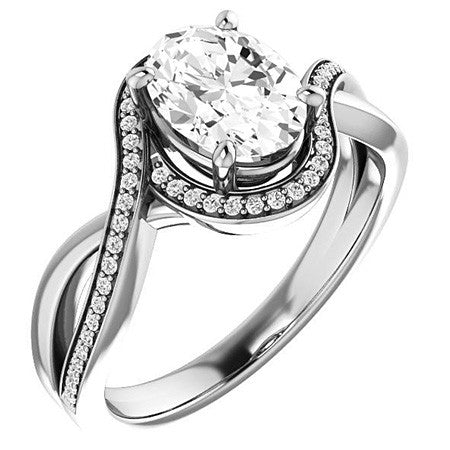 Oval Infinity Split Shank Halo Engagement Ring