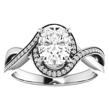 Oval Infinity Split Shank Halo Engagement Ring