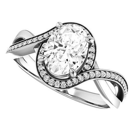 Oval Infinity Split Shank Halo Engagement Ring