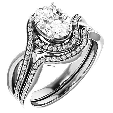 Oval Infinity Split Shank Halo Engagement Ring