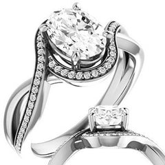 Oval Infinity Split Shank Halo Engagement Ring