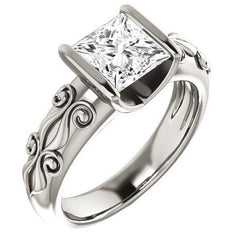 Princess cut Modern Scroll Engagement Ring