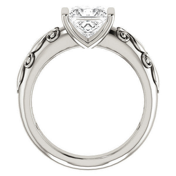 Princess cut Modern Scroll Engagement Ring