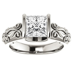 Princess cut Modern Scroll Engagement Ring