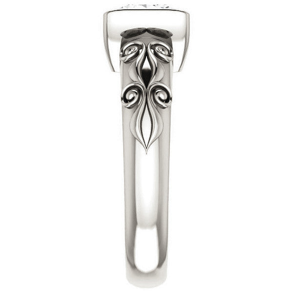 Princess cut Modern Scroll Engagement Ring