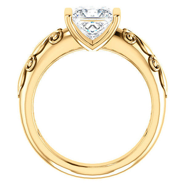 Princess cut Modern Scroll Engagement Ring