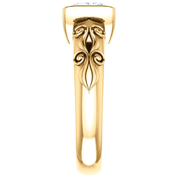 Princess cut Modern Scroll Engagement Ring
