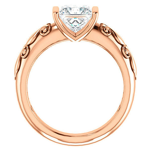 Princess cut Modern Scroll Engagement Ring