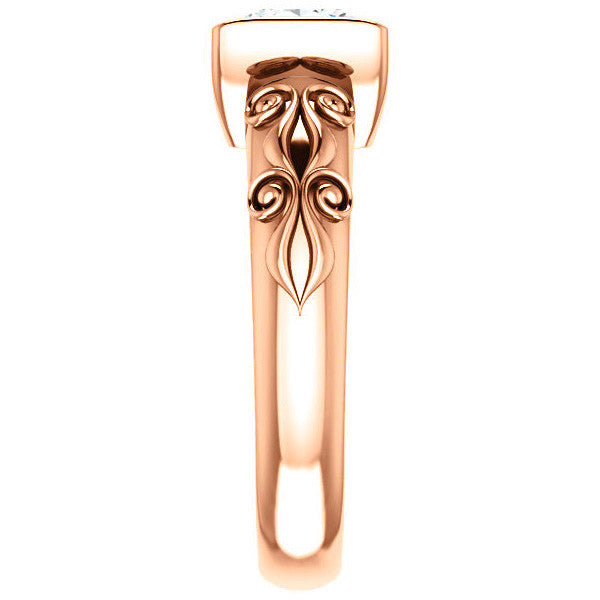 Princess cut Modern Scroll Engagement Ring