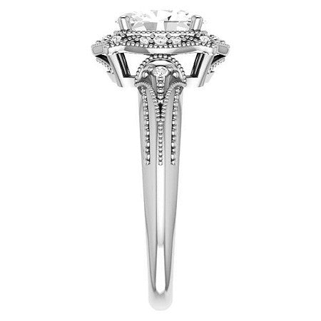Oval Moissanite Antique Halo Engagement Ring